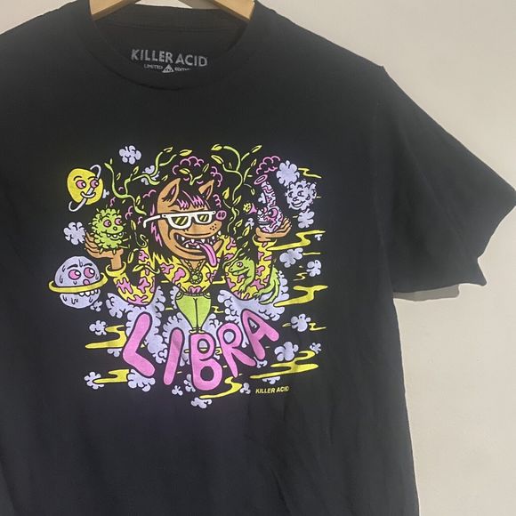 Killer Acid T Shirt Libra Black Mens Medium Limited Edition Astrology - Picture 1 of 5